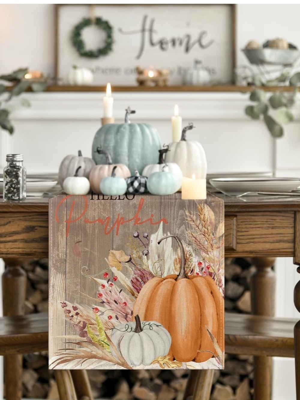 Pumpkin Leaves 210 GSM Table Runner, Kitchen, Dining Table 4 Home 13x72 Inch